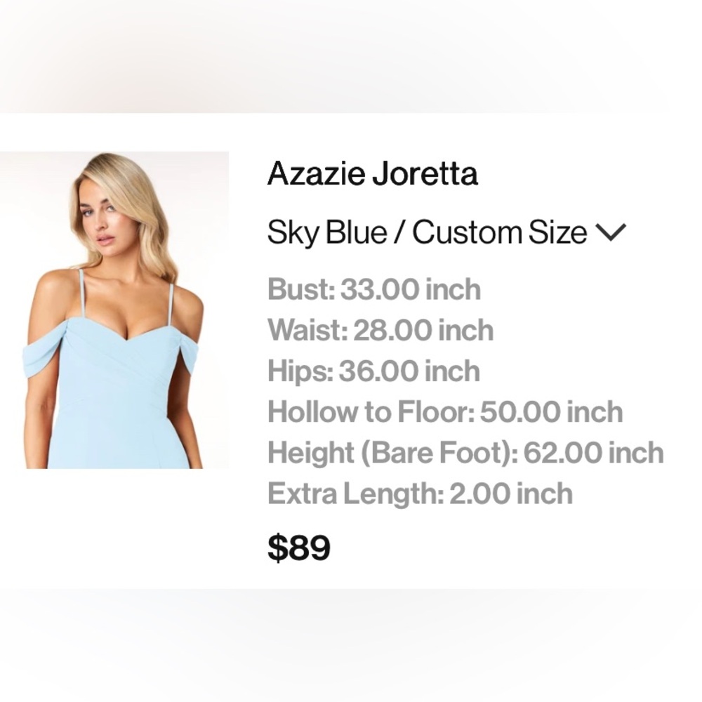 Azazie Joretta chiffon sky blue bridesmaid dress (custom size - close to A2/A4) - Picture 3 of 5